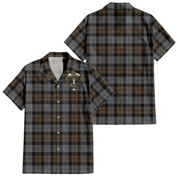 MacKay Weathered Tartan Short Sleeve Button Down Shirt with Family Crest