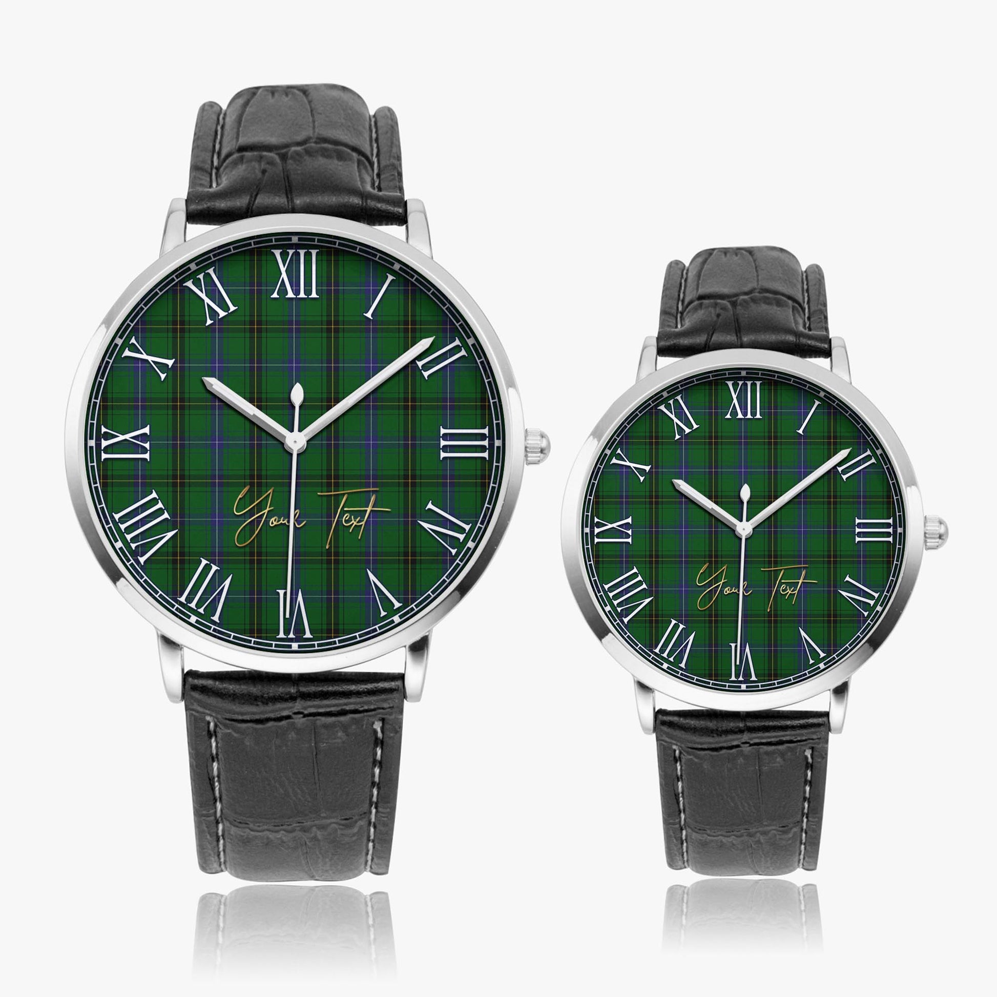 MacKendrick (McKendrick) Tartan Personalized Your Text Leather Trap Quartz Watch - Tartan Vibes Clothing