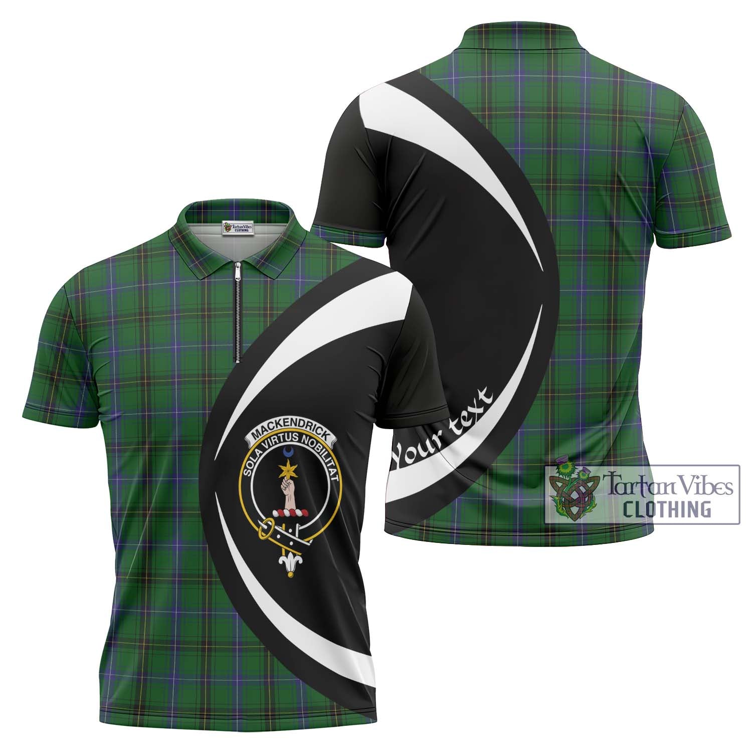 MacKendrick (McKendrick) Tartan Zipper Polo Shirt with Family Crest Circle Style Unisex - Tartan Vibes Clothing