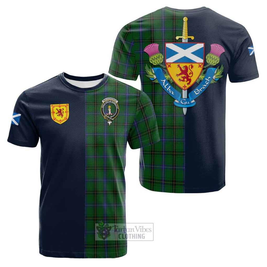 Tartan Vibes Clothing MacKendrick Tartan Cotton T-shirt with Scottish Lion Royal Arm Half Style