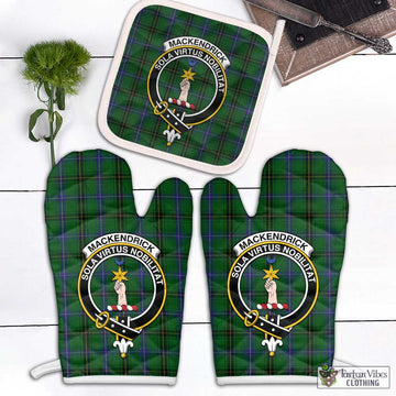 MacKendrick (McKendrick) Tartan Combo Oven Mitt & Pot-Holder with Family Crest Combo 2 Oven Mitt & 1 Pot-Holder Black - Tartan Vibes Clothing