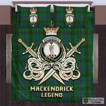 Tartan Vibes Clothing MacKendrick Tartan Bedding Set with Clan Crest and the Golden Sword of Courageous Legacy