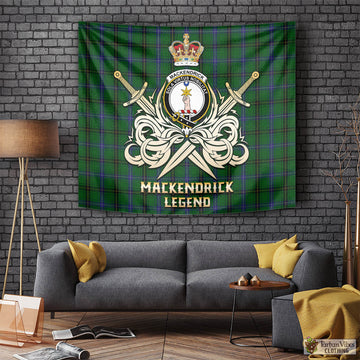 MacKendrick (McKendrick) Tartan Tapestry with Clan Crest and the Golden Sword of Courageous Legacy Tapestry - Tartan Vibes Clothing