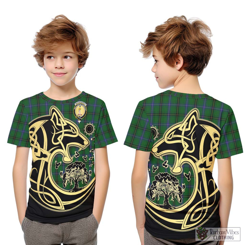 MacKendrick (McKendrick) Tartan Kid T-Shirt with Family Crest Celtic Wolf Style Youth XL Size14 - Tartan Vibes Clothing