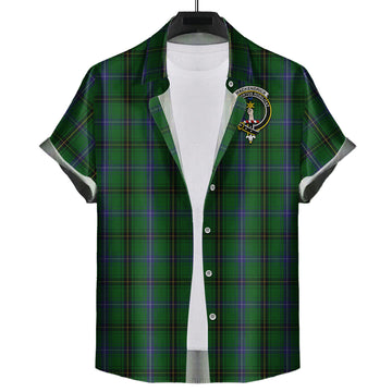 MacKendrick Tartan Short Sleeve Button Down Shirt with Family Crest
