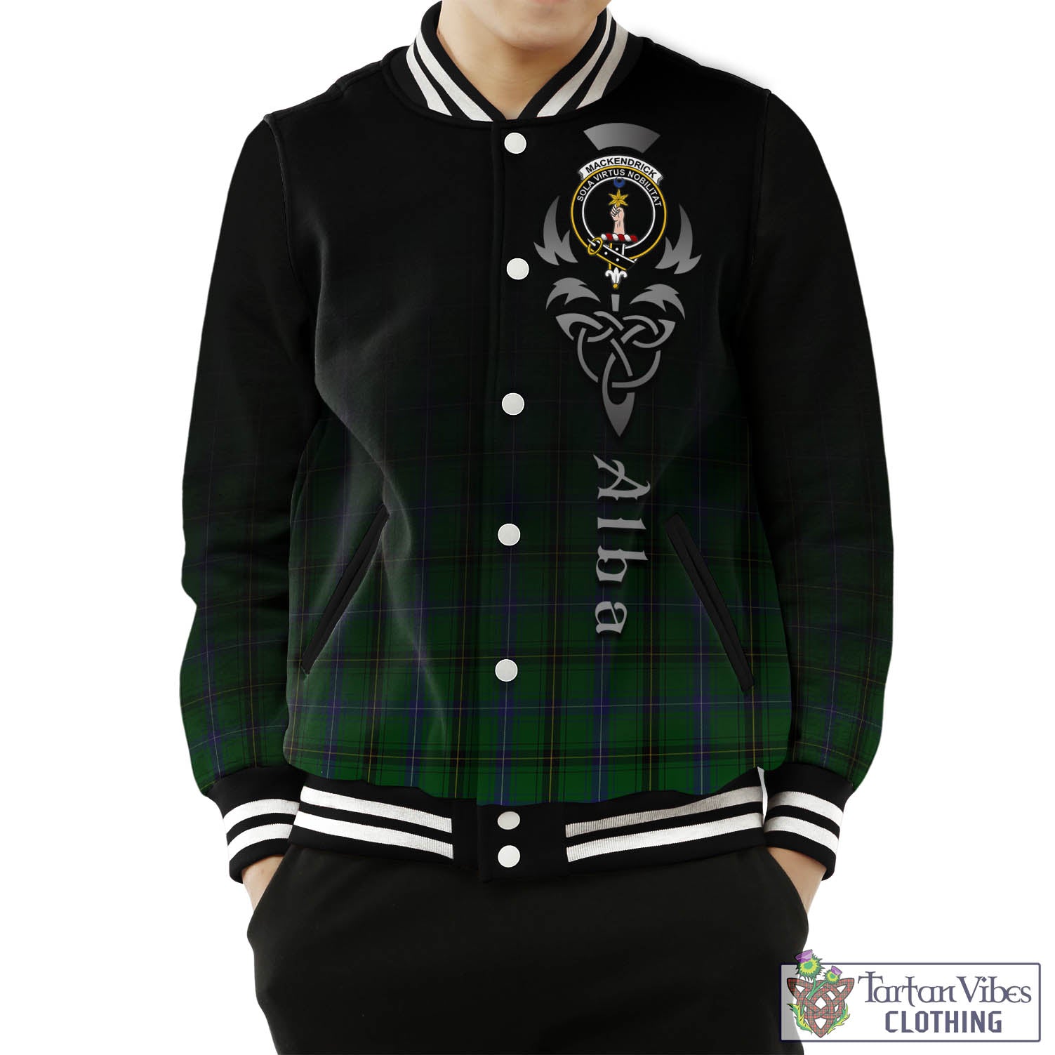 MacKendrick (McKendrick) Tartan Baseball Jacket Featuring Alba Gu Brath Family Crest Celtic Inspired Unisex - Tartan Vibes Clothing