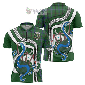 MacKendrick (McKendrick) Tartan Zipper Polo Shirt with Epic Bagpipe Style