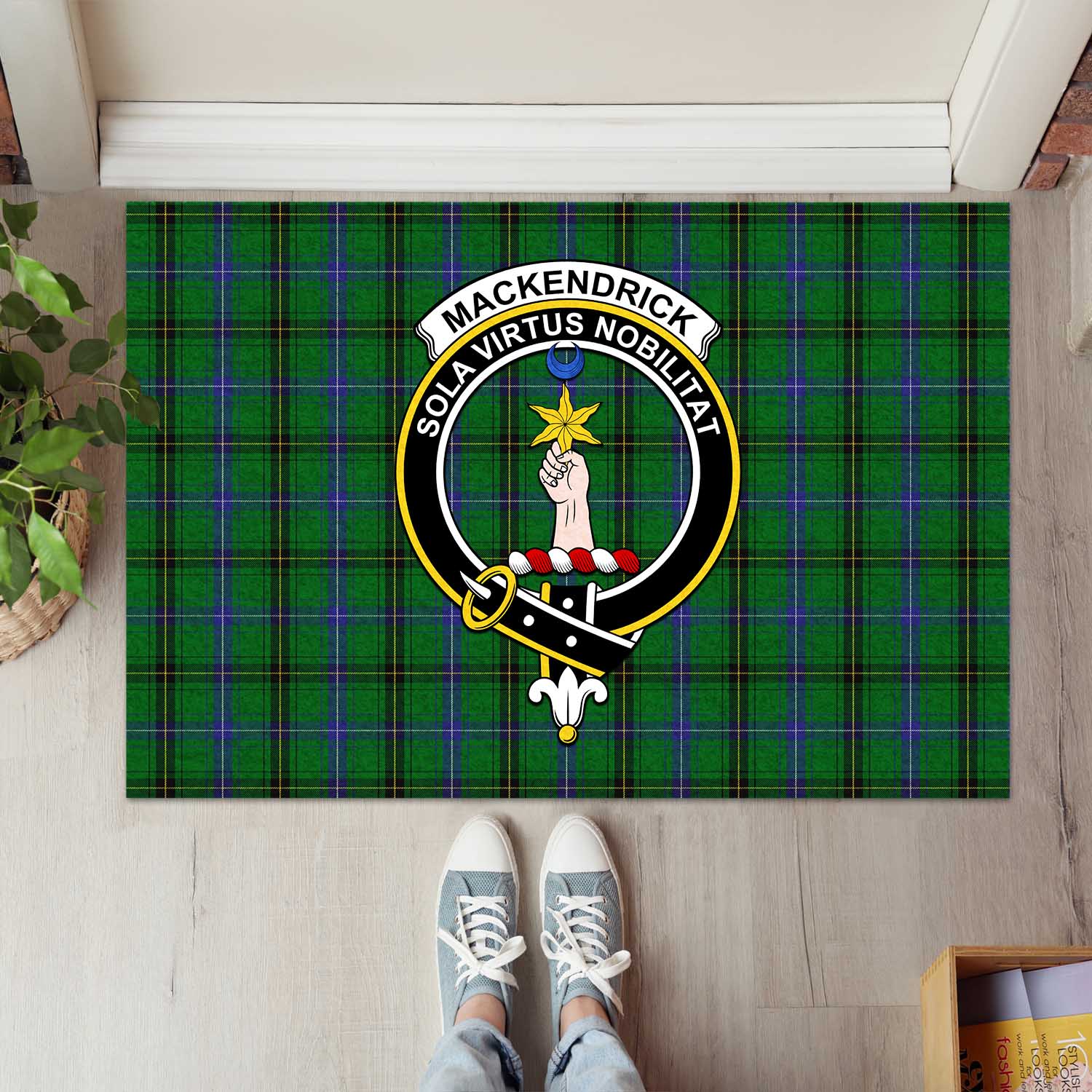 MacKendrick Tartan Door Mat with Family Crest - Tartanvibesclothing
