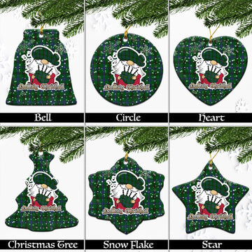 MacKendrick (McKendrick) Tartan Christmas Ceramic Ornaments with Scottish Gnome Playing Bagpipes Ceramic - Tartan Vibes Clothing
