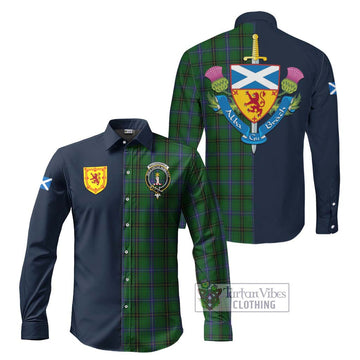 MacKendrick (McKendrick) Tartan Long Sleeve Button Shirt Alba with Scottish Lion Royal Arm Half Style Men's Shirt S - Tartan Vibes Clothing