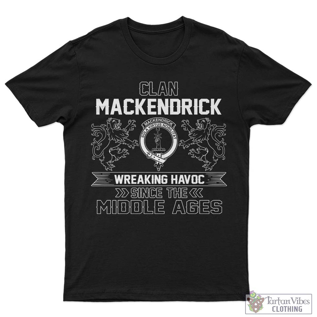MacKendrick (McKendrick) Family Crest 2D Cotton Men's T-Shirt Wreaking Havoc Style Sapphire - 2D-tartanvibesclothing
