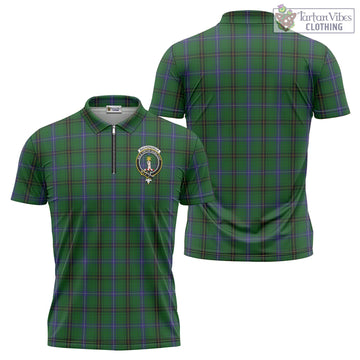 MacKendrick (McKendrick) Tartan Zipper Polo Shirt with Family Crest