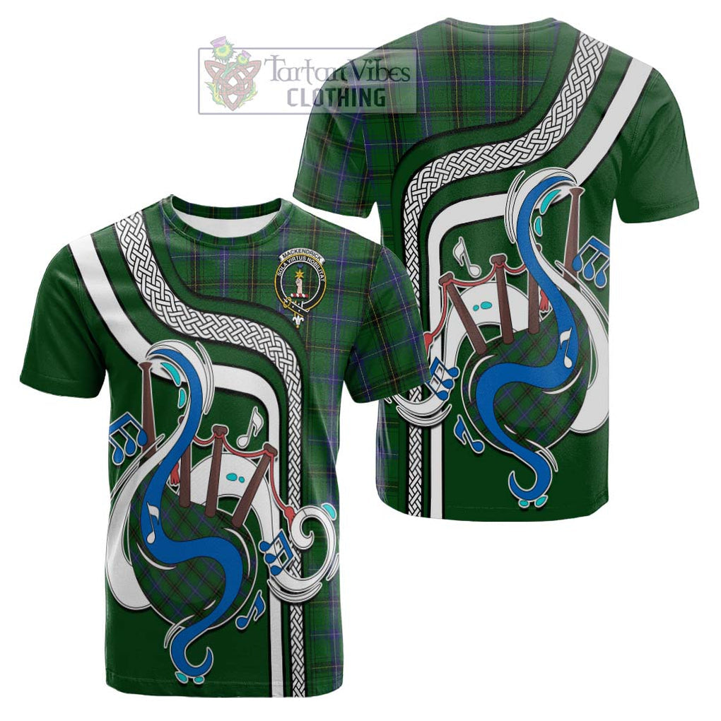 Tartan Vibes Clothing MacKendrick Tartan Cotton T-shirt with Epic Bagpipe Style