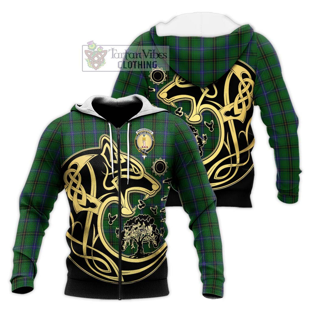 MacKendrick (McKendrick) Tartan Knitted Hoodie with Family Crest Celtic Wolf Style Unisex Knitted Zip Hoodie - Tartan Vibes Clothing