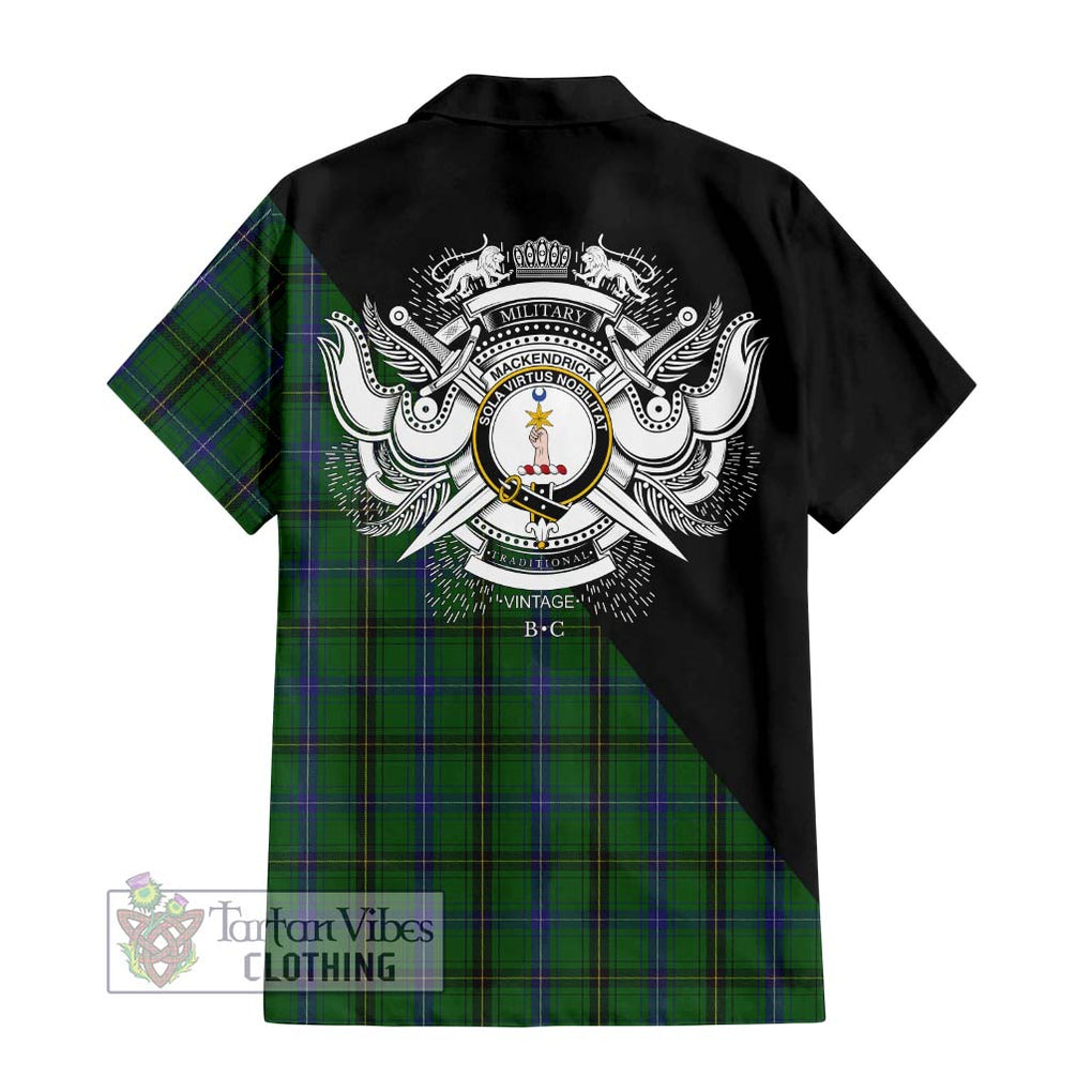 MacKendrick (McKendrick) Tartan Hawaiian Shirt with Family Crest and Military Logo Style - Tartan Vibes Clothing