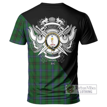 MacKendrick (McKendrick) Tartan T-Shirt with Family Crest and Military Logo Style - Tartanvibesclothing Shop
