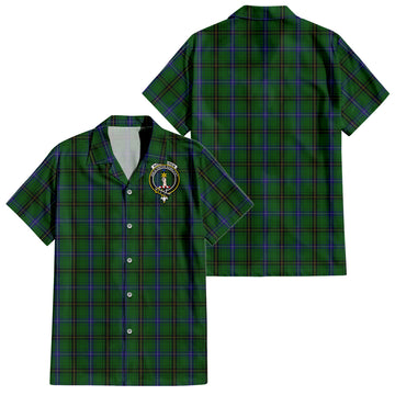 MacKendrick Tartan Short Sleeve Button Down Shirt with Family Crest