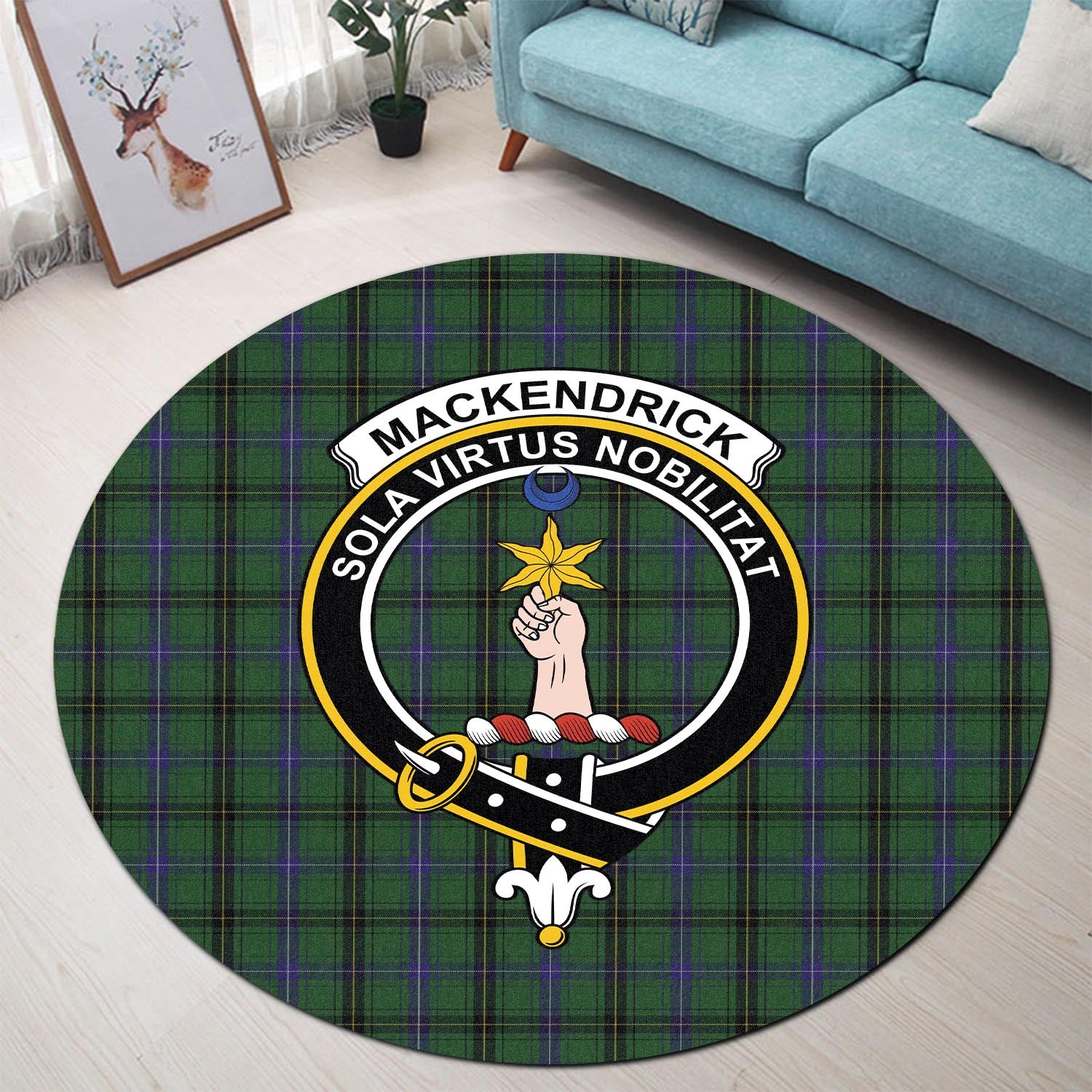 MacKendrick (McKendrick) Tartan Round Rug with Family Crest - Tartan Vibes Clothing