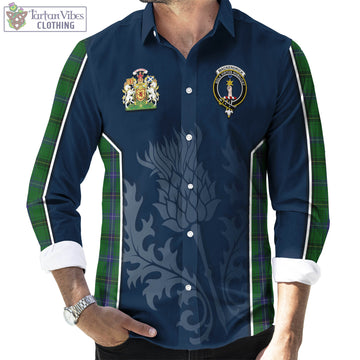 MacKendrick (McKendrick) Tartan Long Sleeve Button Up Shirt with Family Crest and Scottish Thistle Vibes Sport Style - Tartan Vibes Clothing