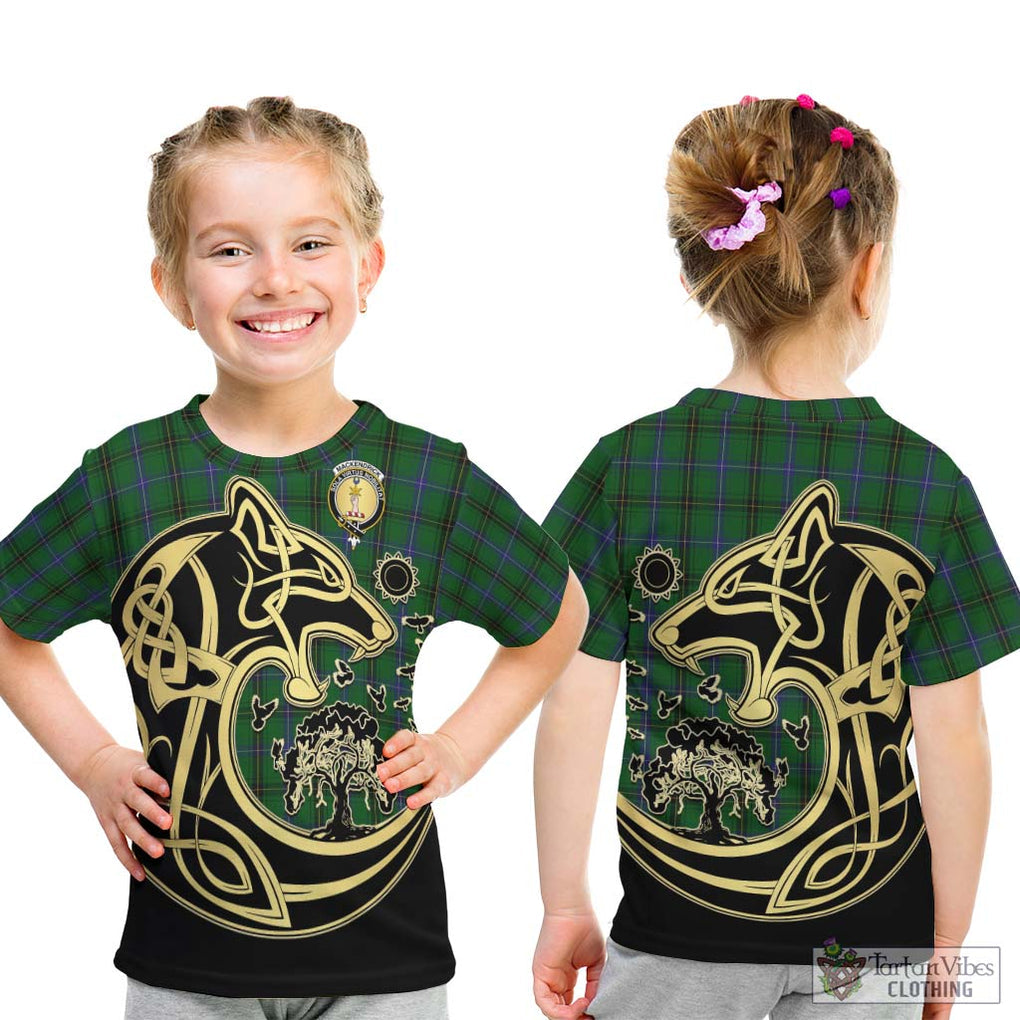 MacKendrick (McKendrick) Tartan Kid T-Shirt with Family Crest Celtic Wolf Style - Tartan Vibes Clothing