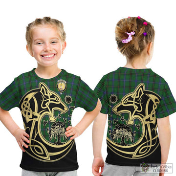 MacKendrick (McKendrick) Tartan Kid T-Shirt with Family Crest Celtic Wolf Style - Tartan Vibes Clothing