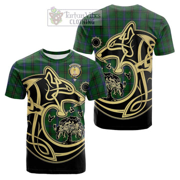 MacKendrick (McKendrick) Tartan Cotton T-shirt with Family Crest Celtic Wolf Style