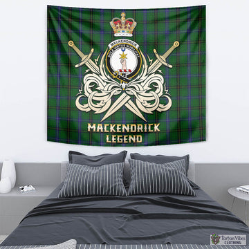 MacKendrick (McKendrick) Tartan Tapestry with Clan Crest and the Golden Sword of Courageous Legacy - Tartan Vibes Clothing