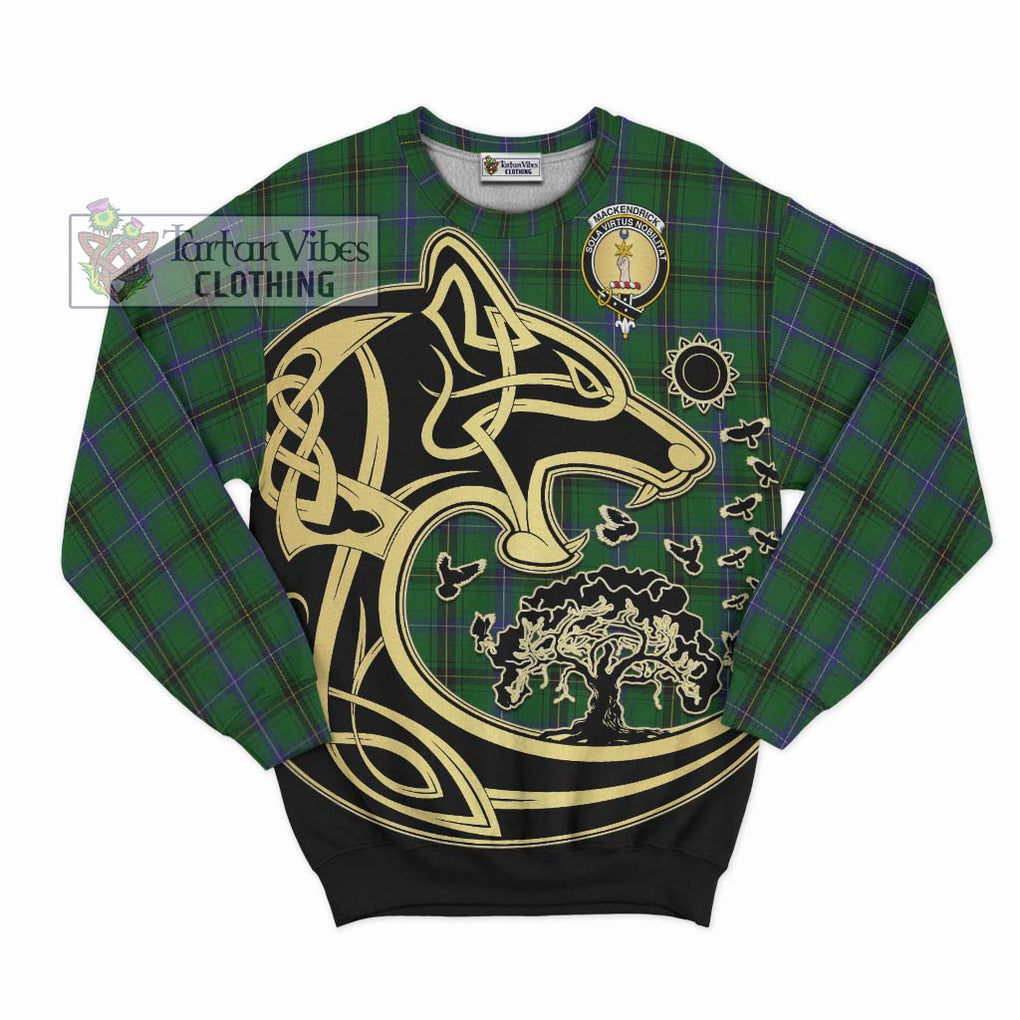 MacKendrick (McKendrick) Tartan Sweatshirt with Family Crest Celtic Wolf Style - Tartan Vibes Clothing