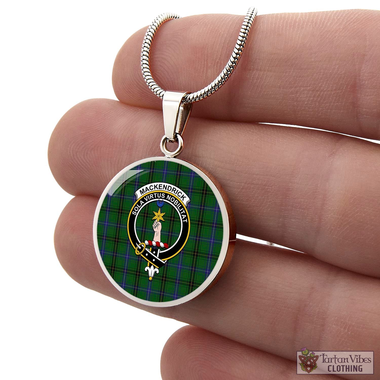 MacKendrick (McKendrick) Tartan Circle Necklace with Family Crest - Tartan Vibes Clothing