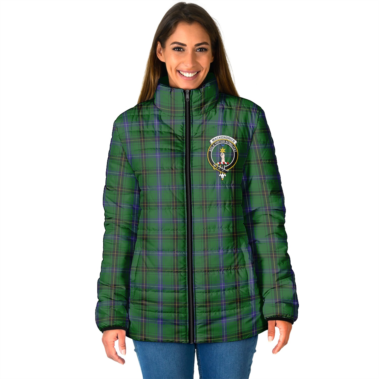 MacKendrick (McKendrick) Tartan Padded Jacket with Family Crest - Tartan Vibes Clothing