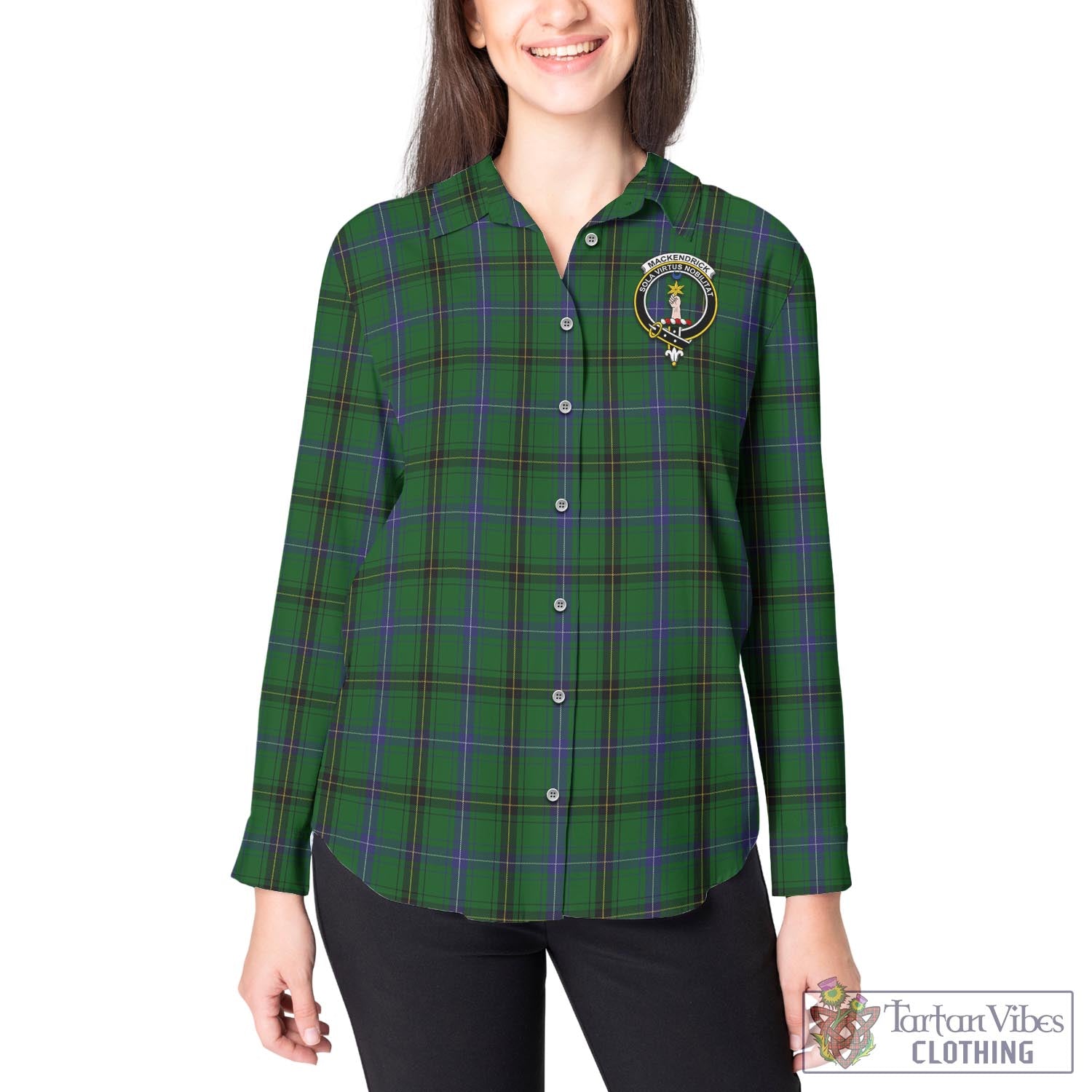 MacKendrick (McKendrick) Tartan Women's Casual Shirt with Family Crest - Tartan Vibes Clothing