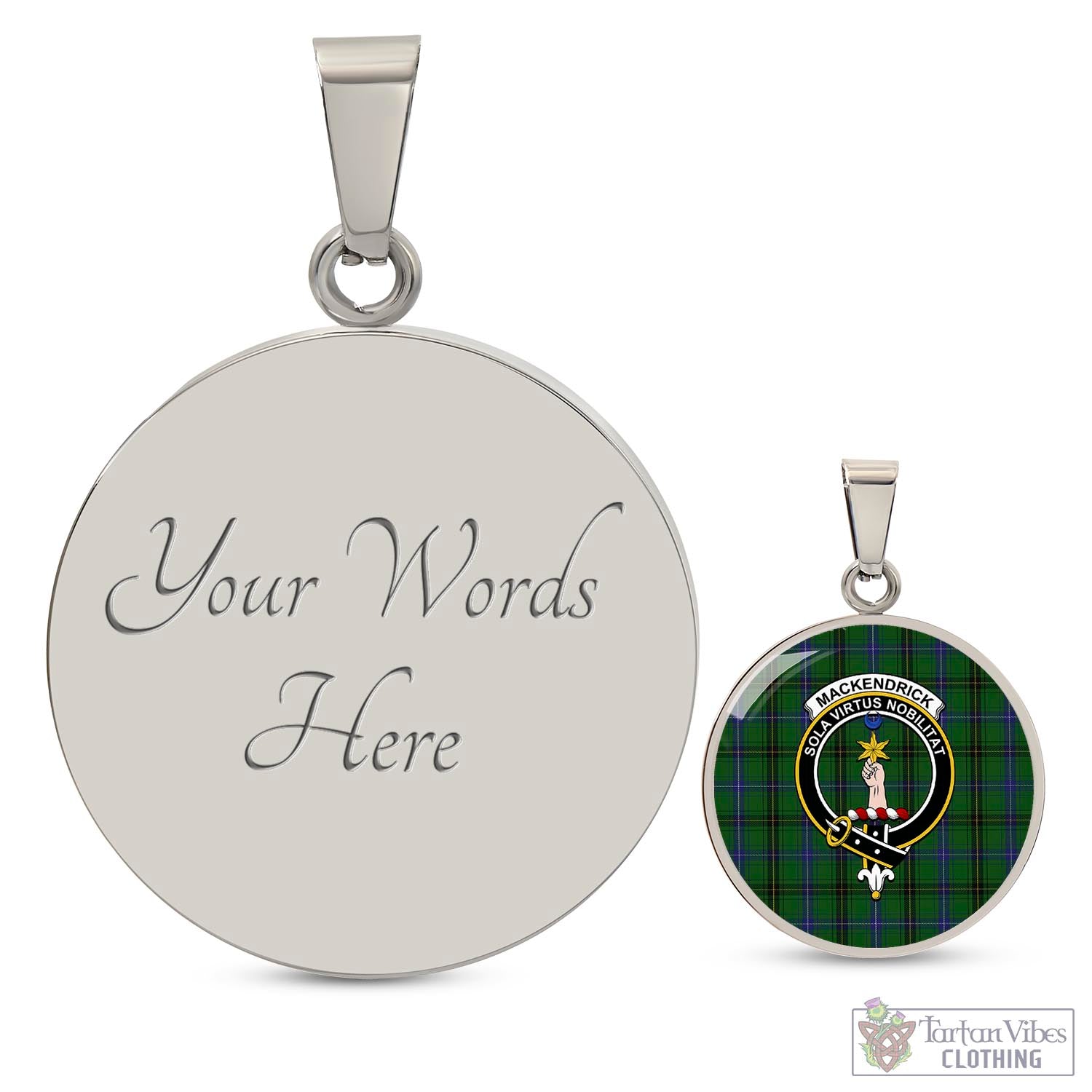MacKendrick (McKendrick) Tartan Circle Necklace with Family Crest Luxury Necklace (Silver) Yes - Tartan Vibes Clothing