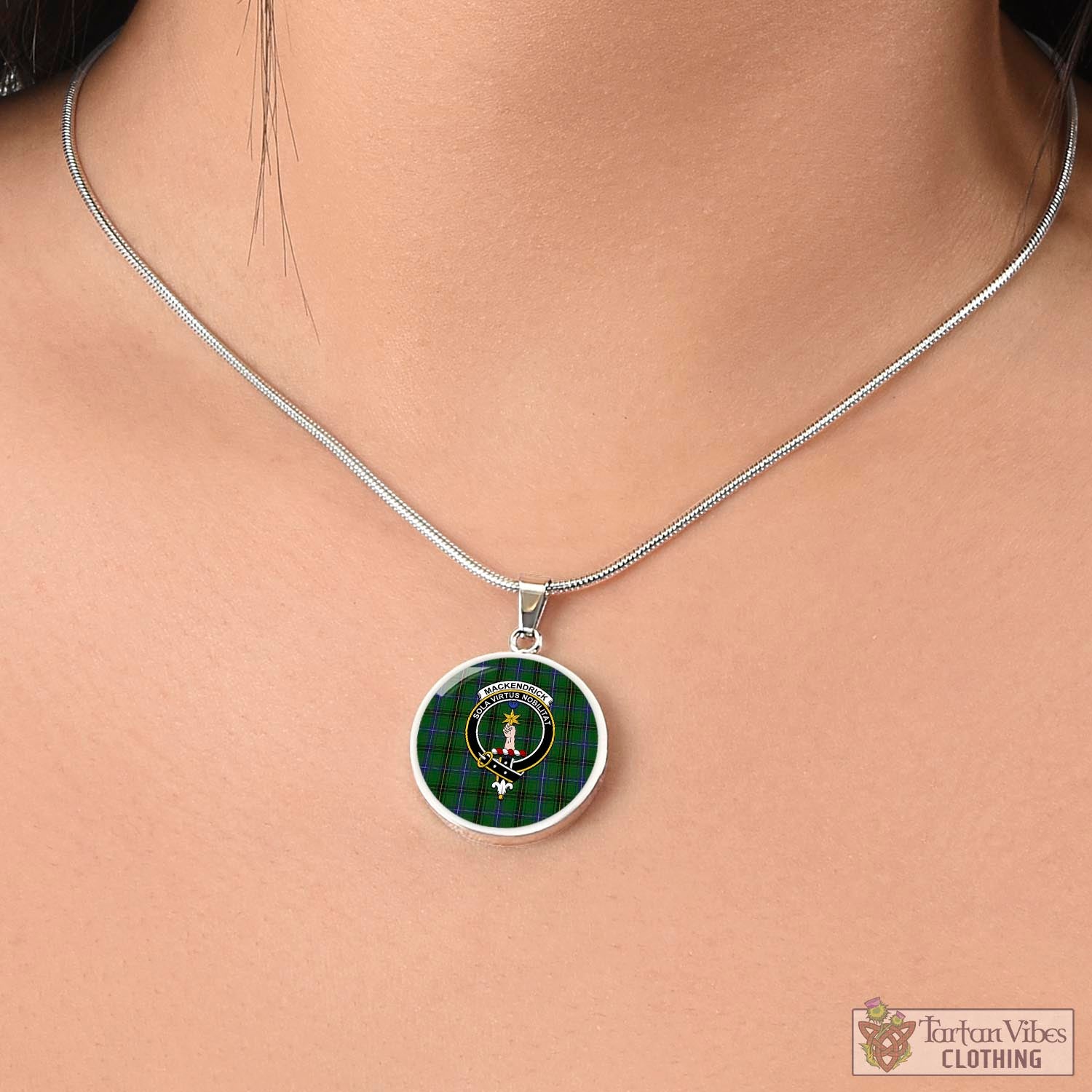 MacKendrick (McKendrick) Tartan Circle Necklace with Family Crest - Tartan Vibes Clothing