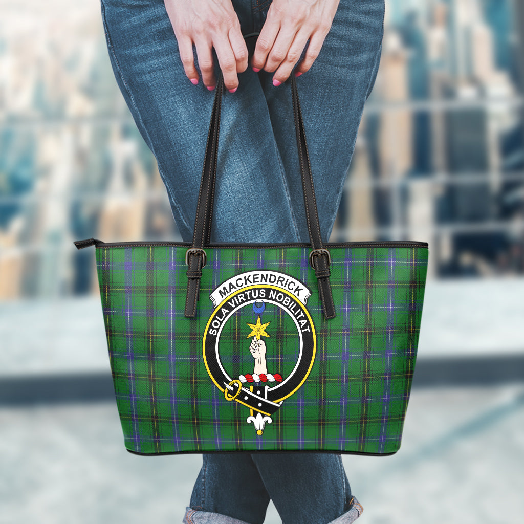 MacKendrick (McKendrick) Tartan Leather Tote Bag with Family Crest - Tartan Vibes Clothing