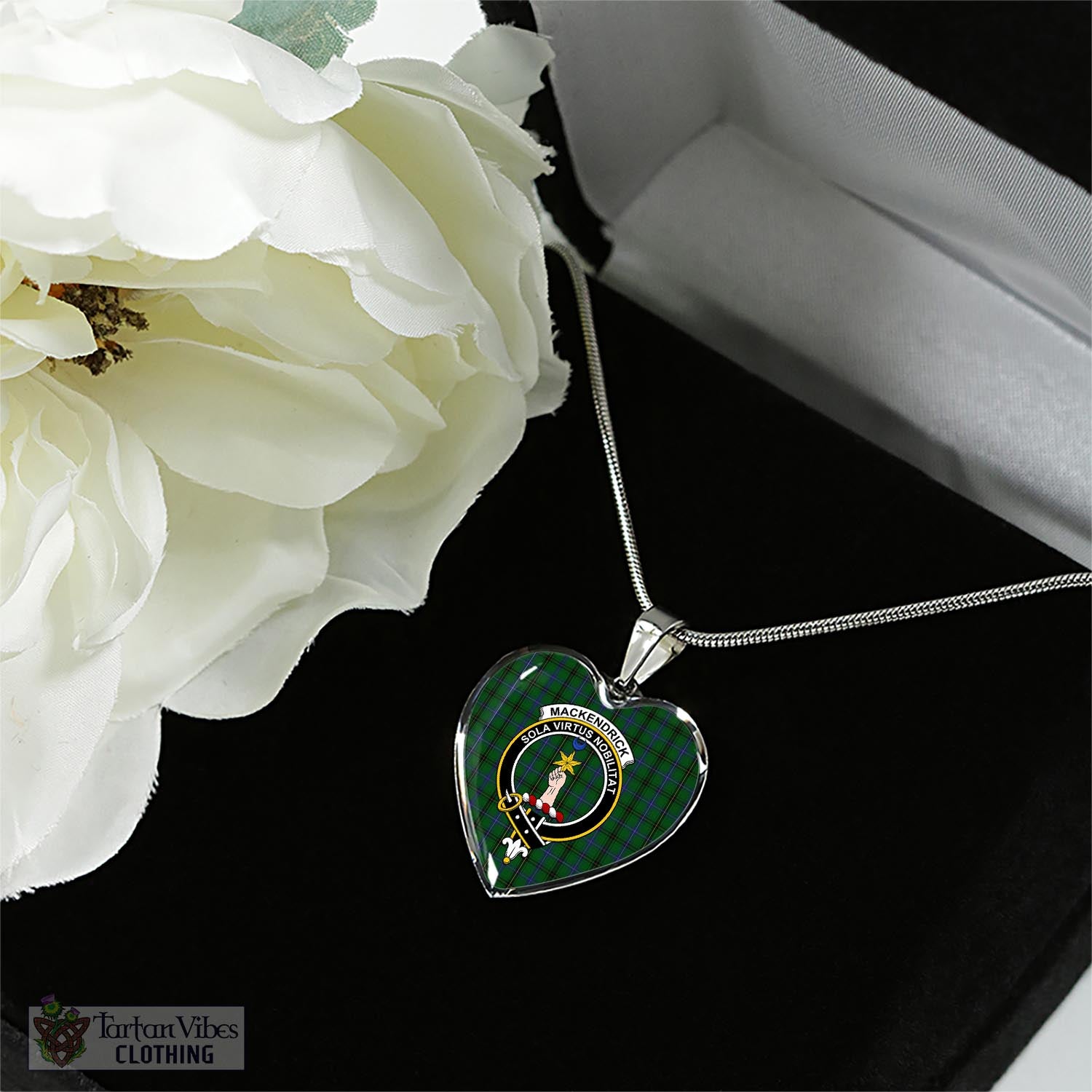 MacKendrick (McKendrick) Tartan Heart Necklace with Family Crest - Tartan Vibes Clothing
