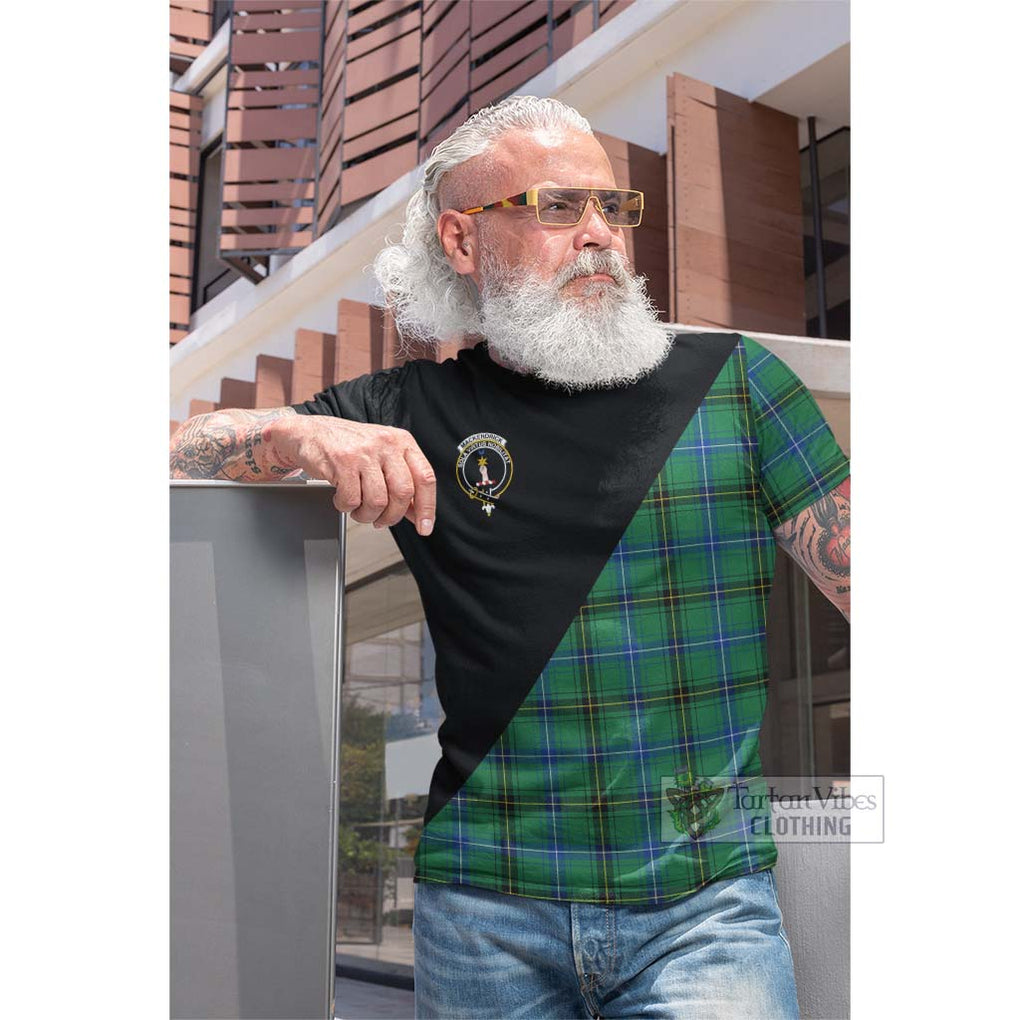 Tartan Vibes Clothing MacKendrick Ancient Tartan Cotton T-shirt with Family Crest and Military Logo Style