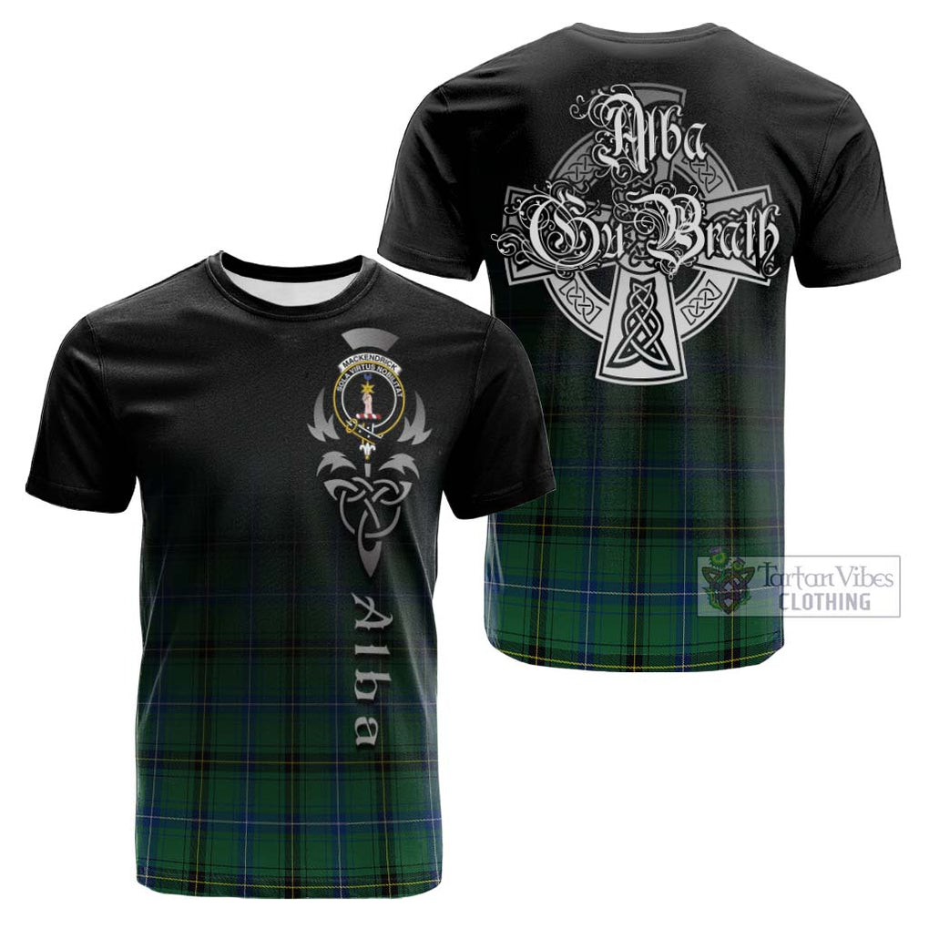 Tartan Vibes Clothing MacKendrick Ancient Tartan Cotton T-shirt Featuring Alba Gu Brath Family Crest Celtic Inspired