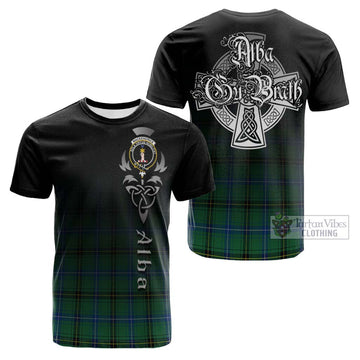 Tartan Vibes Clothing MacKendrick Ancient Tartan Cotton T-shirt Featuring Alba Gu Brath Family Crest Celtic Inspired