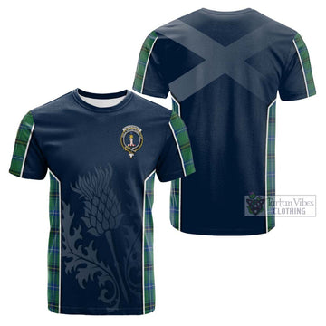 Tartan Vibes Clothing MacKendrick Ancient Tartan Cotton T-shirt with Family Crest and Scottish Thistle Vibes Sport Style