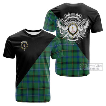 MacKendrick Ancient Tartan Cotton T-shirt with Family Crest and Military Logo Style