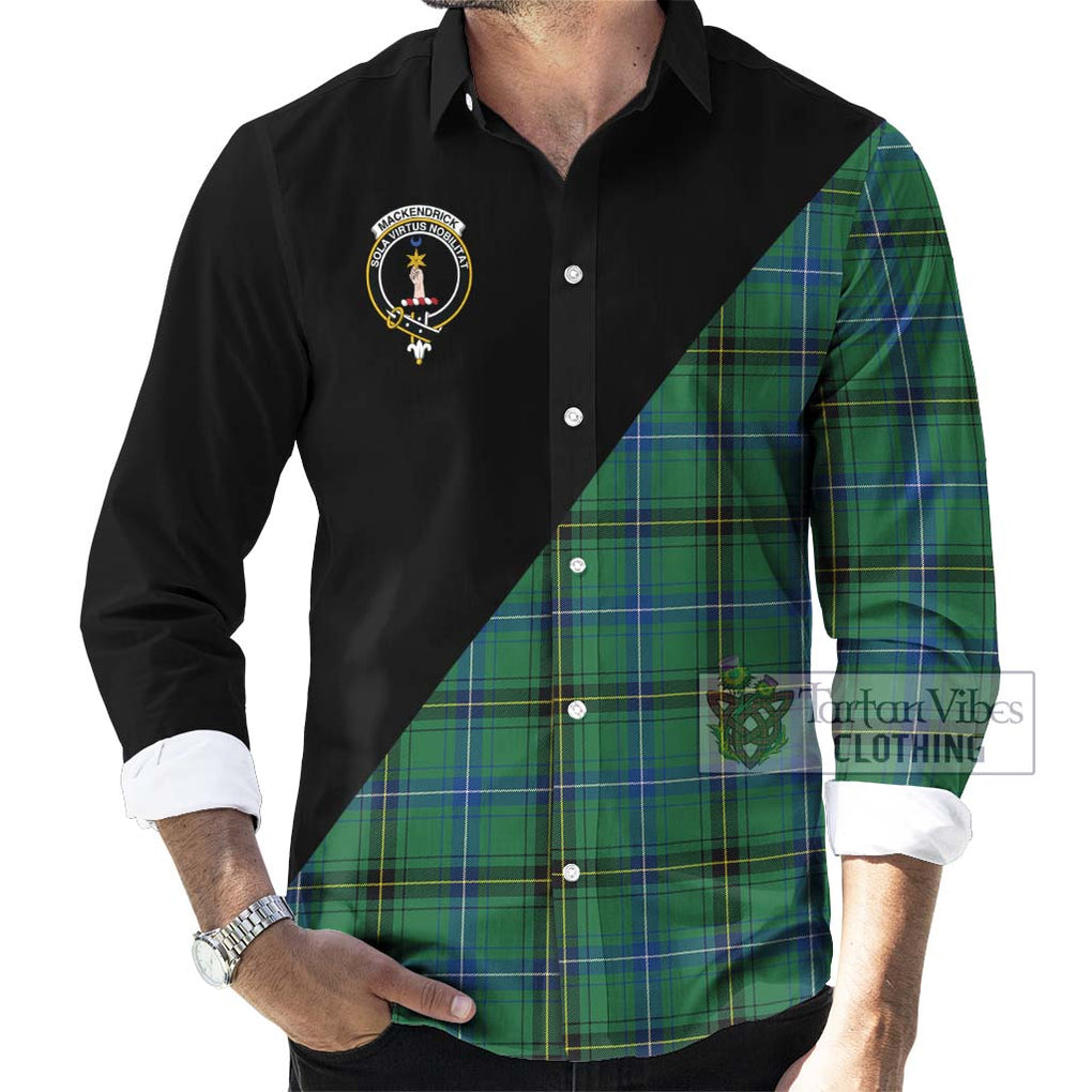 MacKendrick Ancient Tartan Long Sleeve Button Shirt with Family Crest and Military Logo Style - Tartanvibesclothing Shop