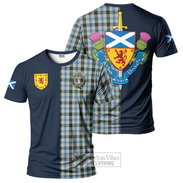 Tartan Vibes Clothing MacKendrick Dress Tartan T-Shirt Alba with Scottish Lion Royal Arm Half Style