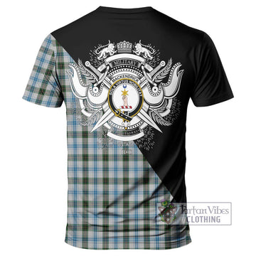 MacKendrick Dress Tartan T-Shirt with Family Crest and Military Logo Style - Tartanvibesclothing Shop
