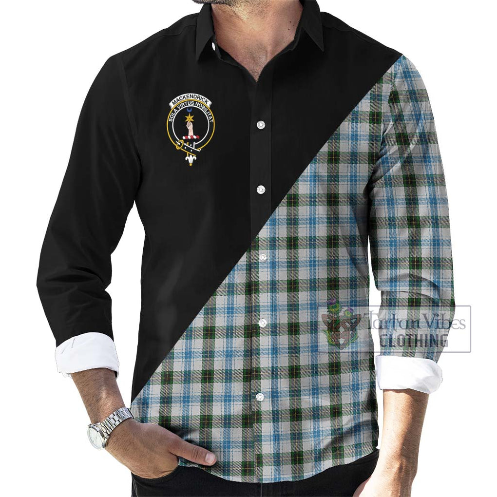 MacKendrick Dress Tartan Long Sleeve Button Shirt with Family Crest and Military Logo Style - Tartanvibesclothing Shop