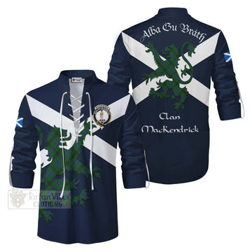 MacKendrick (McKendrick) Tartan Lion Rampant Ghillie Kilt Shirt Proudly Display Your Heritage with Alba Gu Brath and Clan Name Men - Tartan Vibes Clothing