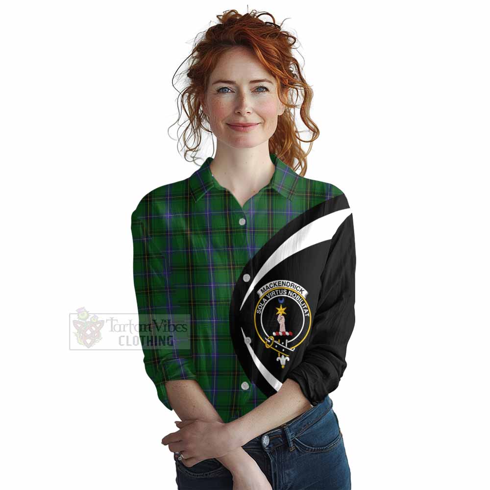 MacKendrick (McKendrick) Tartan Women's Casual Shirt with Family Crest Circle Style Female - Tartan Vibes Clothing