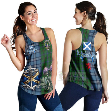 MacKendrick (McKendrick) Tartan Women's Racerback Tanks Happy St. Andrew's Day Half Tartan Style 4XL - Tartan Vibes Clothing