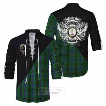 MacKendrick (McKendrick) Tartan Ghillie Kilt Shirt with Family Crest and Military Logo Style Men - Tartan Vibes Clothing