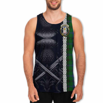 MacKendrick (McKendrick) Tartan Men's Tank Top with Family Crest Cross Sword Thistle Celtic Vibes Men - Tartan Vibes Clothing