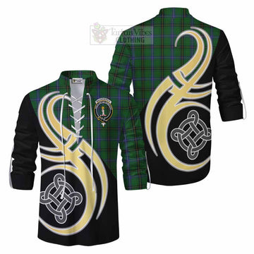 MacKendrick (McKendrick) Tartan Ghillie Kilt Shirt with Family Crest and Celtic Symbol Style Men - Tartan Vibes Clothing